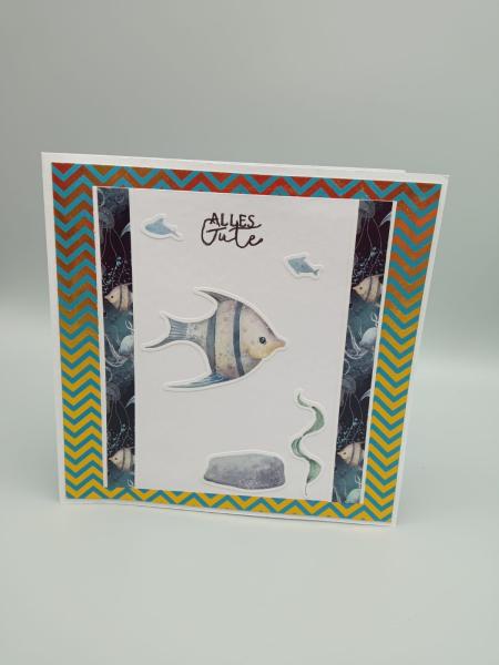 Handgefertigte Grußkarte: "Alles Gute" – Tropischer Fisch & Unterwasserwelt